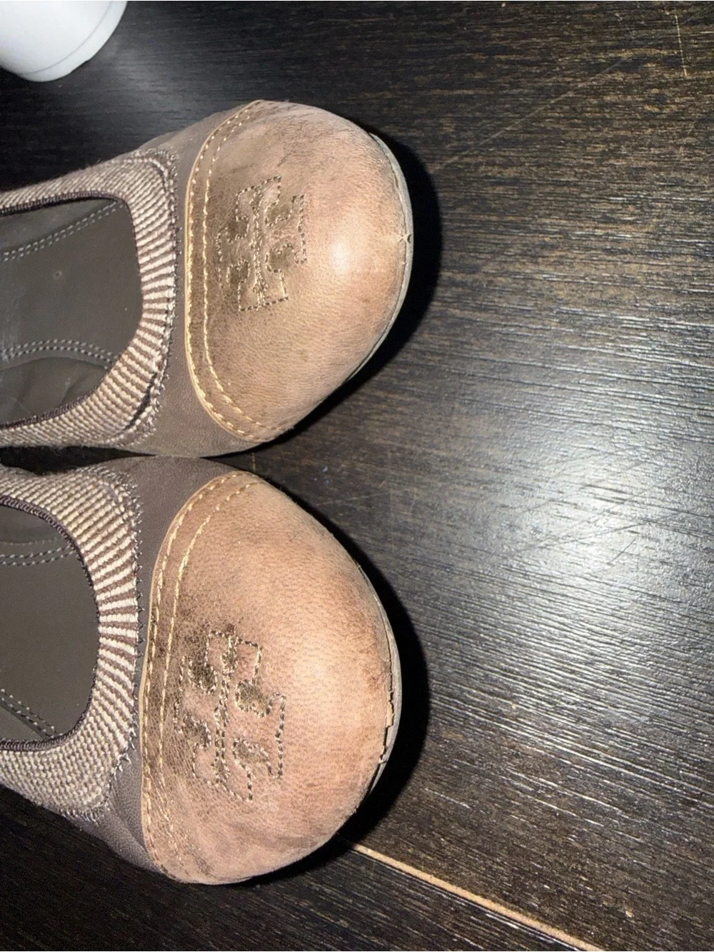 Tory Burch Bronze Metallic Cap-Toe Brown Ballet Flats